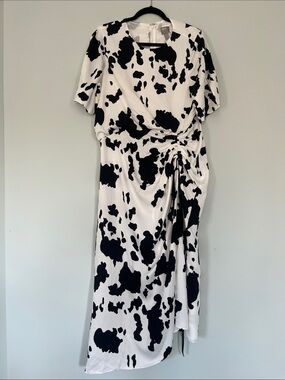 NWT ASOS Cow Print Asymmetrical Ruching Midi Dress